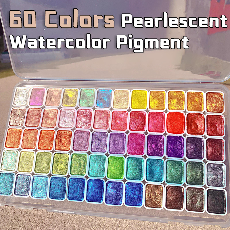 Watercolor Paint Set Solid Pigment - 20/24/60/72 цвета жемчужный акварельный пигмент, металлик,