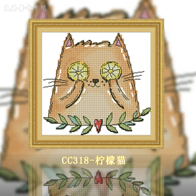 Cross Stitch Stamped Kits Beginners - [CC318-Лимонный кот] | Набор для начинающих: