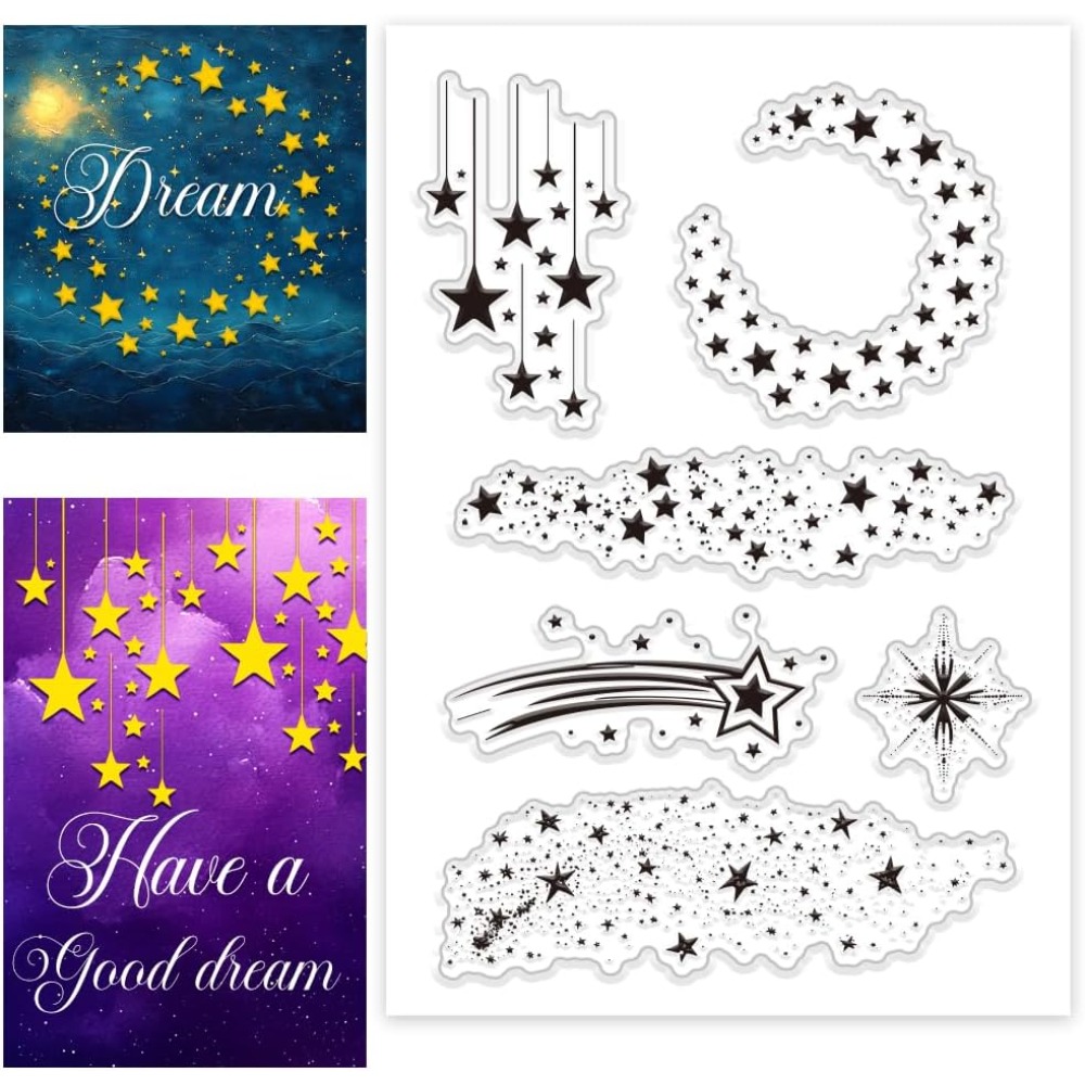 Прозрачные штампы со звездами, – обзор и цена Clear Silicone Stamps For Card Making