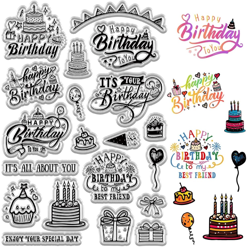Прозрачные штампы с днем рожде – обзор и цена Clear Silicone Stamps For Card Making